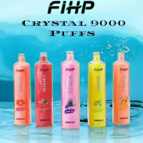 FIHP Crystal 9000 Puffs Disposable Vape 18mL E-liquid, 650mAh Battery, and Type-C Charging