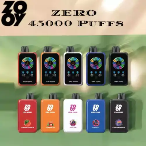 ZOOY ZERO 45000 bouffées Vape jetable Performance puissante avec flux d'air réglable et affichage intelligent